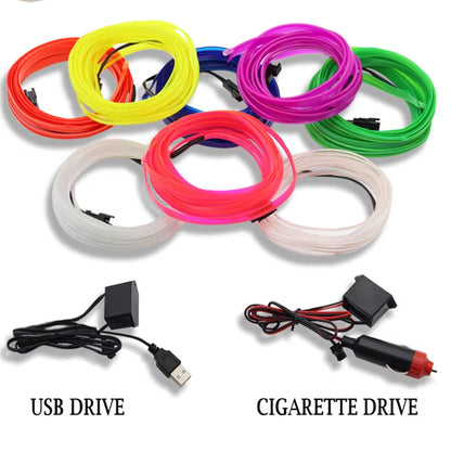 Car Ambient LED Strip Lights (USB-Powered & Flexible)