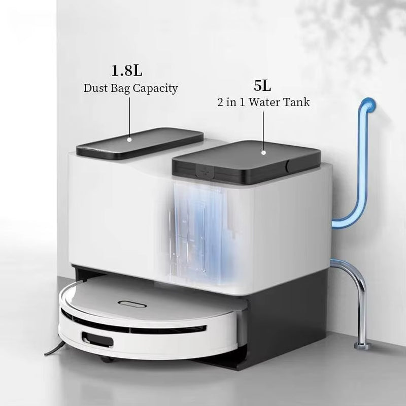 Tuya Robot Vacuum 5000Pa – Self-Emptying, Mopping, Rotary Brush