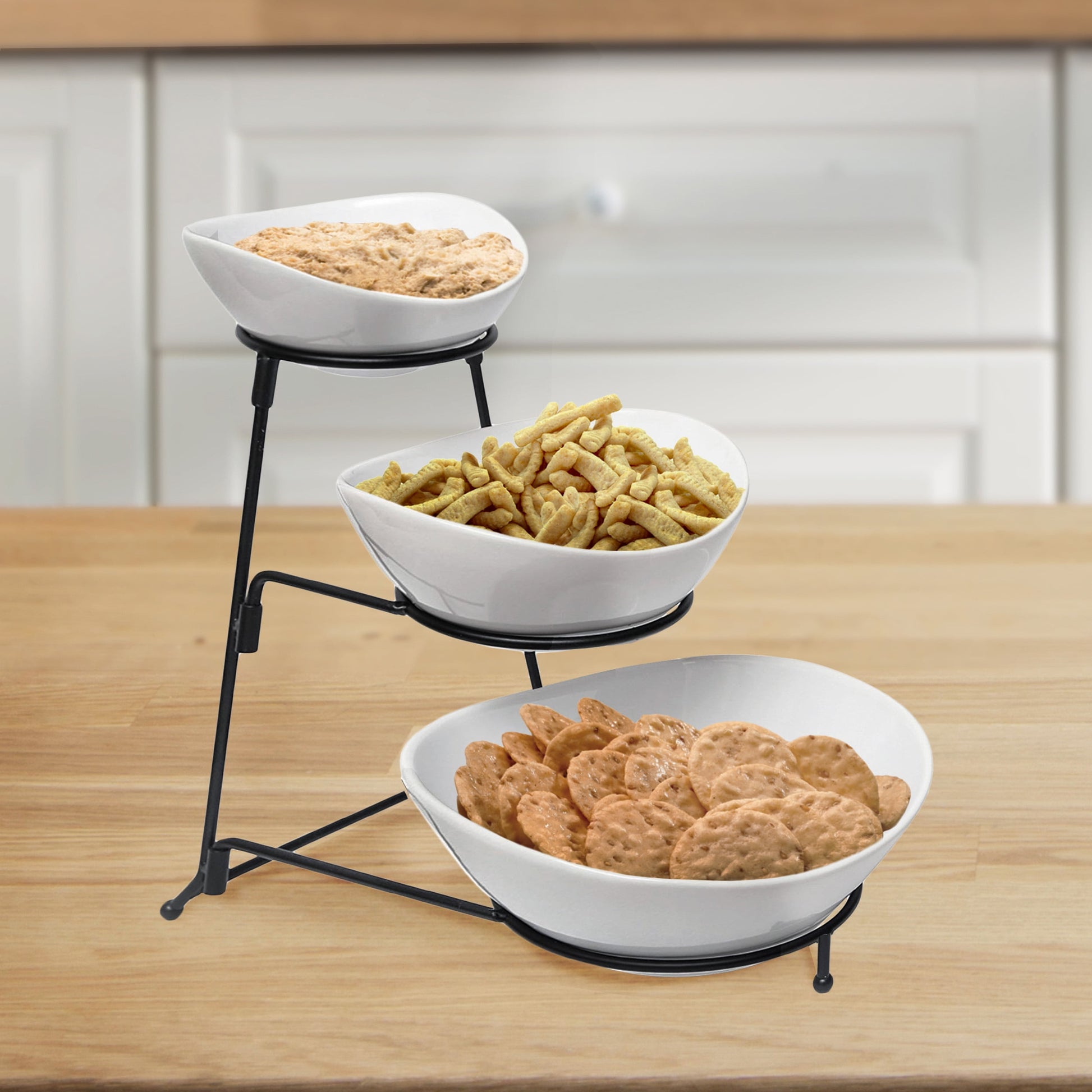 3 Tier Oval Bowl Porcelain Serveware Set