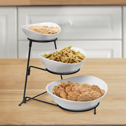 3 Tier Oval Bowl Porcelain Serveware Set