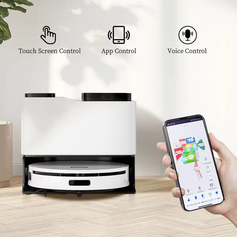 Tuya Robot Vacuum 5000Pa – Self-Emptying, Mopping, Rotary Brush