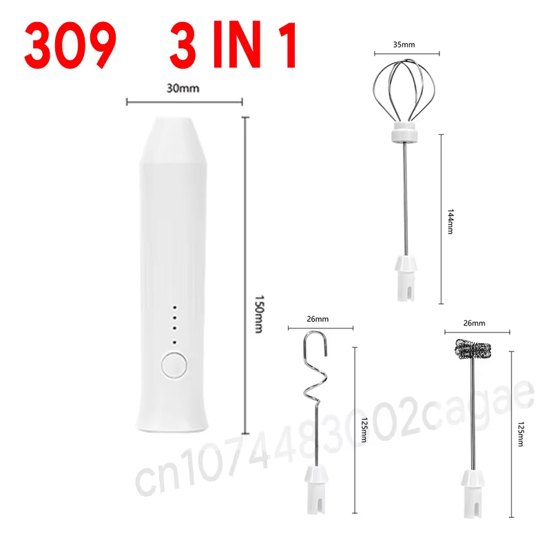 Wireless Milk Frother Electric Type-C Handheld Blender Stainless Steel Mini Coffee Maker Whisk Mixer for Coffee Cappuccino Cream