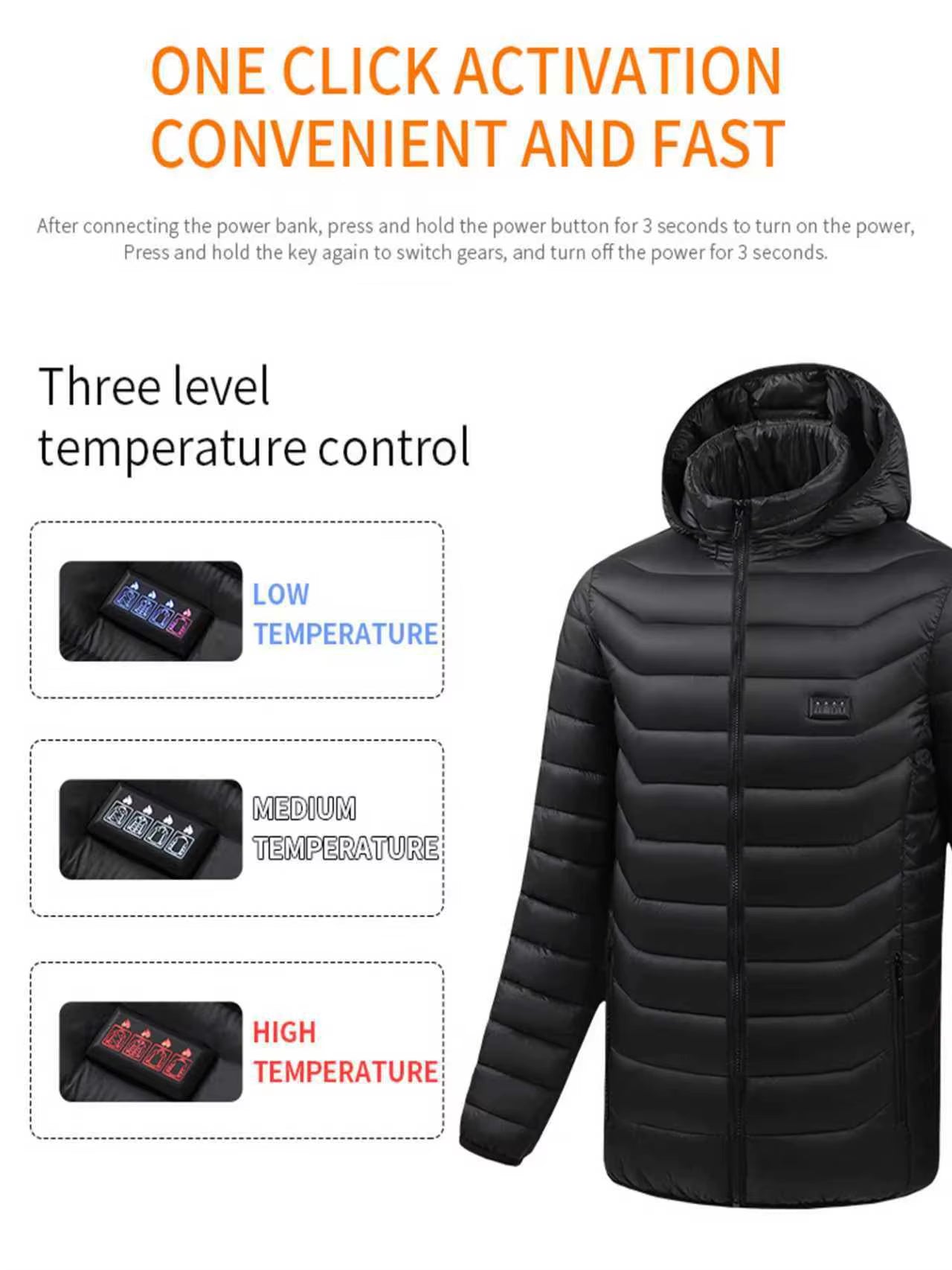 Winter 31 Areas Heated Jacket Electric Self Heated Jacket USB Heated Clothing Electric Heating Jackets