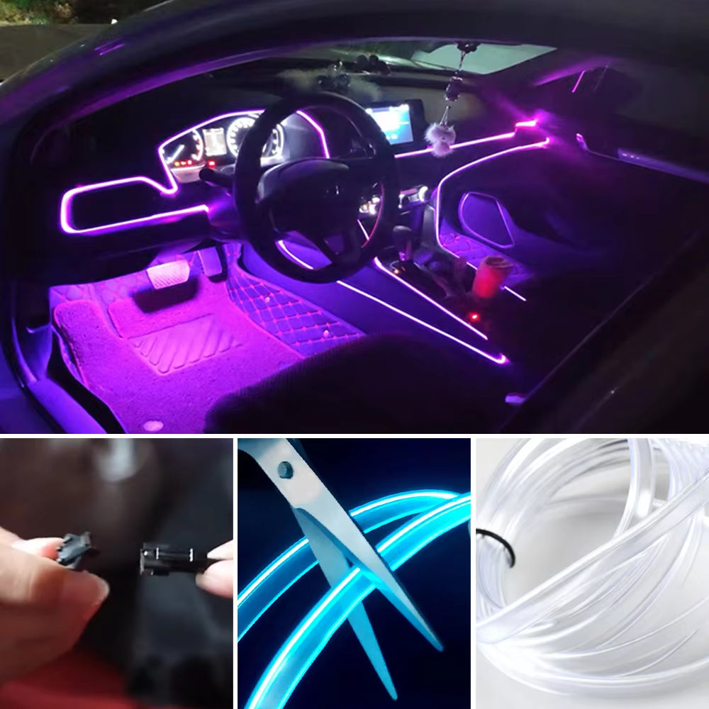Car Ambient LED Strip Lights (USB-Powered & Flexible)