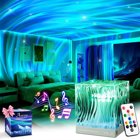 Northern Lights for Bedroom,15 White Noise Bluetooth Galaxy Light Projector,Rgb Multicolor Lamps for Night Stands Home Decor Liv