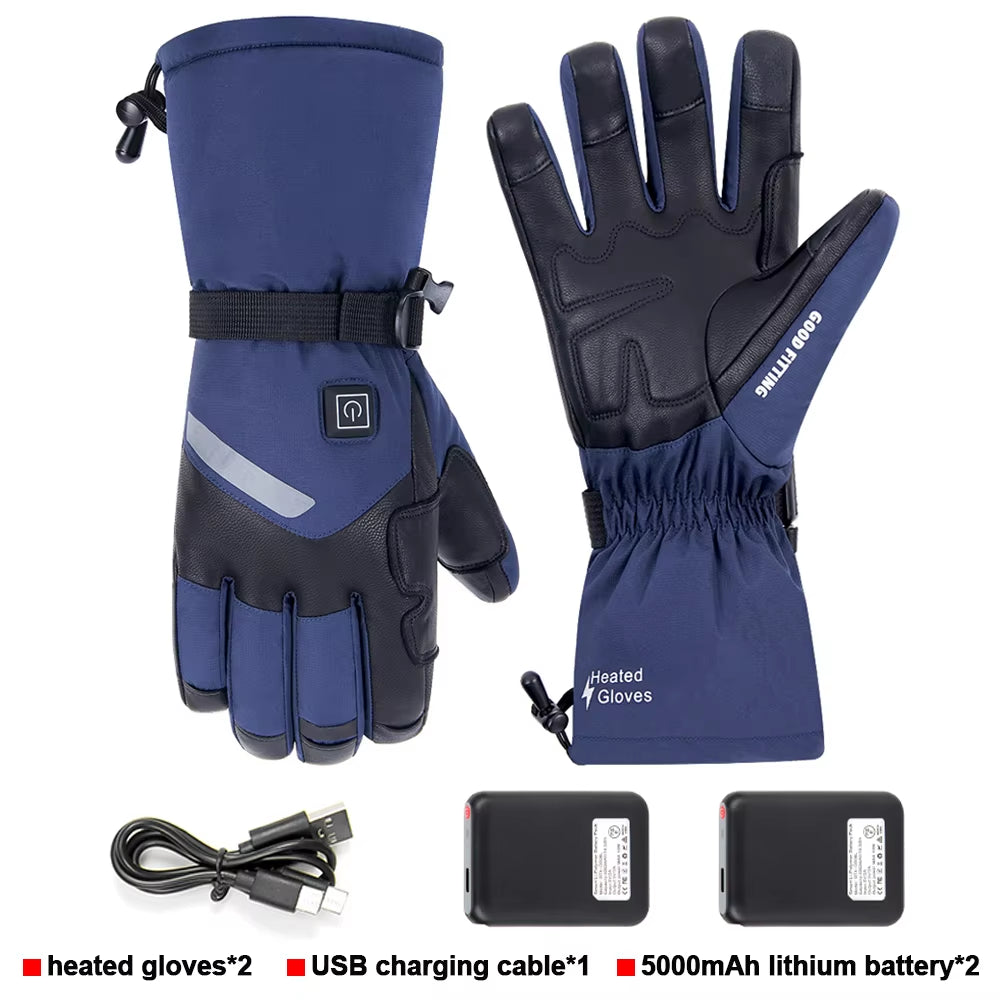 Motorcycle Heated Gloves Winter Warm Heated Gloves Skiing Snowboarding Waterproof Touch Screen Motorcyclist Heated Gloves