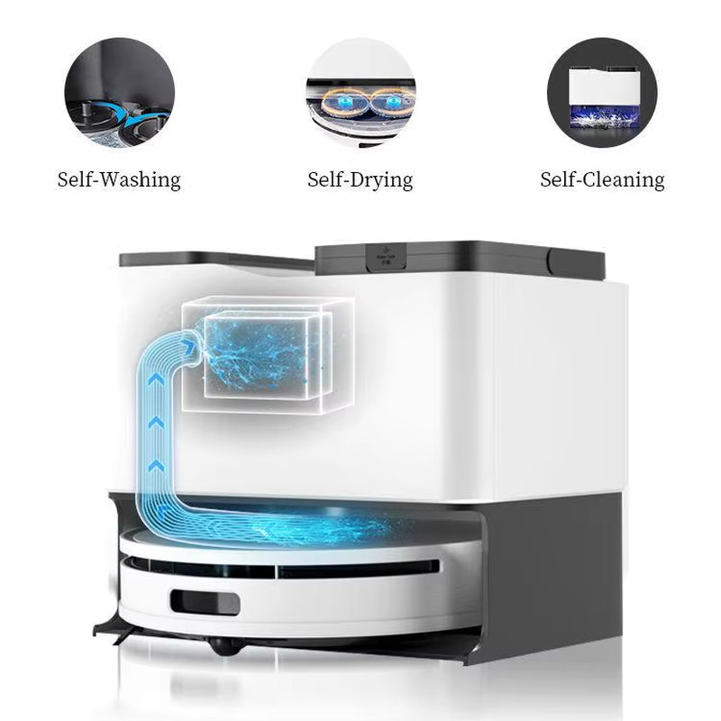 Tuya Robot Vacuum 5000Pa – Self-Emptying, Mopping, Rotary Brush
