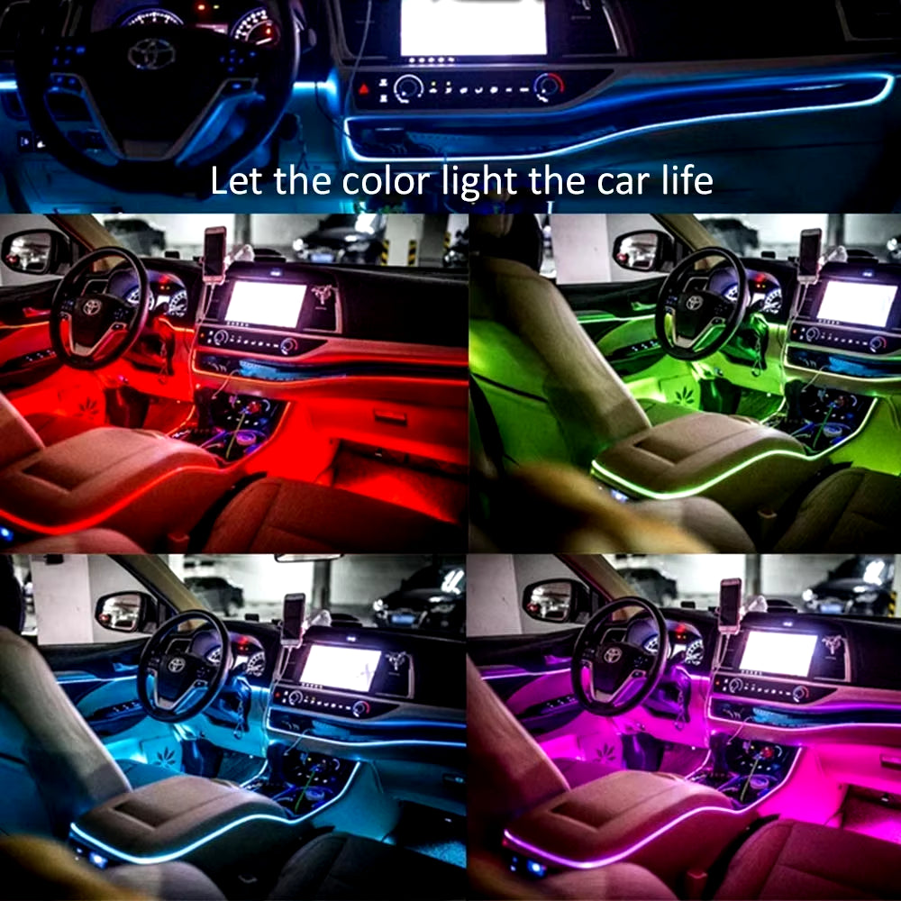 Car Ambient LED Strip Lights (USB-Powered & Flexible)