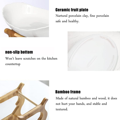 Ceramic & Bamboo 3-Tier Fruit Bow